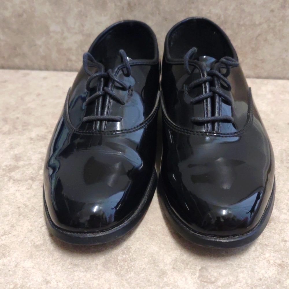 Barclay 7W Mens black oxford lace up manmade patent leather formal dress shoes